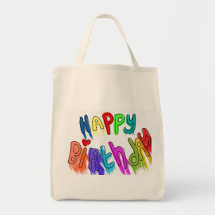Bolso De Tela Paint Drin Happy Birthday Grocery Tote Bag