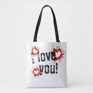 Bolso De Tela Paint Rojo Splatter Hearts, Te Amo