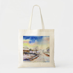 Bolso De Tela Paintaje paisajístico de color acuático de Wintery