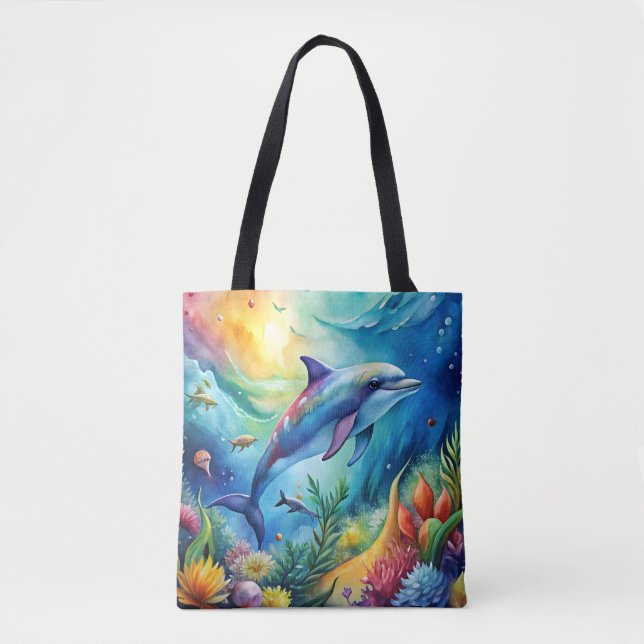 Bolso De Tela Painted Dolphin (Anverso)