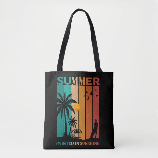 Bolso De Tela Painted in Sunshine Retro Summer Tee (Anverso)
