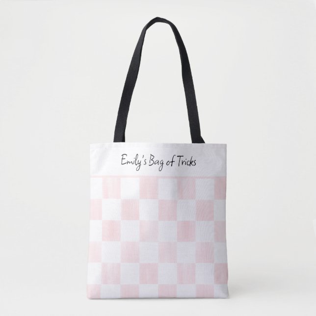 Bolso De Tela Painted Pink Checkerboard Pattern Personalized (Anverso)
