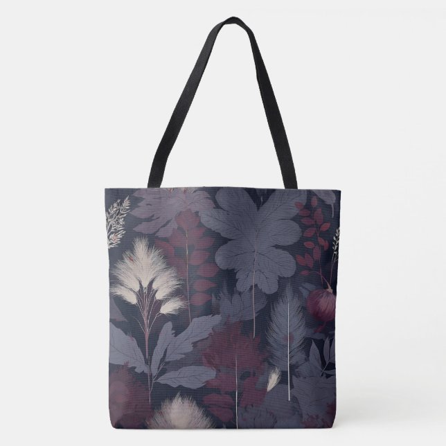 Bolso De Tela Painterly Plum Fig & Pampas Grass Autumn Tote Bag (Anverso)