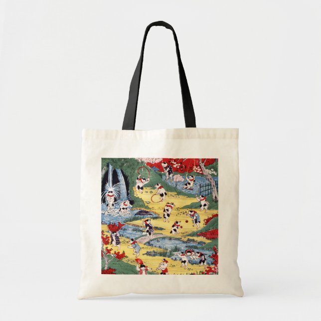Bolso De Tela País gatos japonés, Utagawa Kunitoshi (Frente)