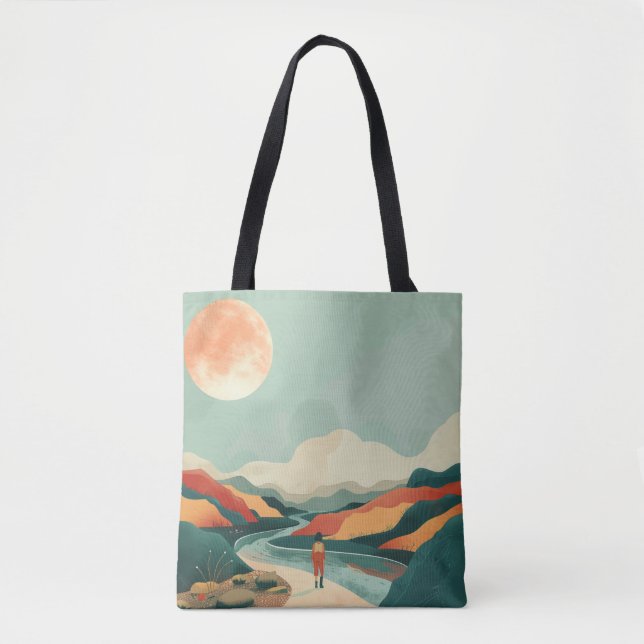 Bolso De Tela Paisaje abstracto de Boho (14) (Anverso)