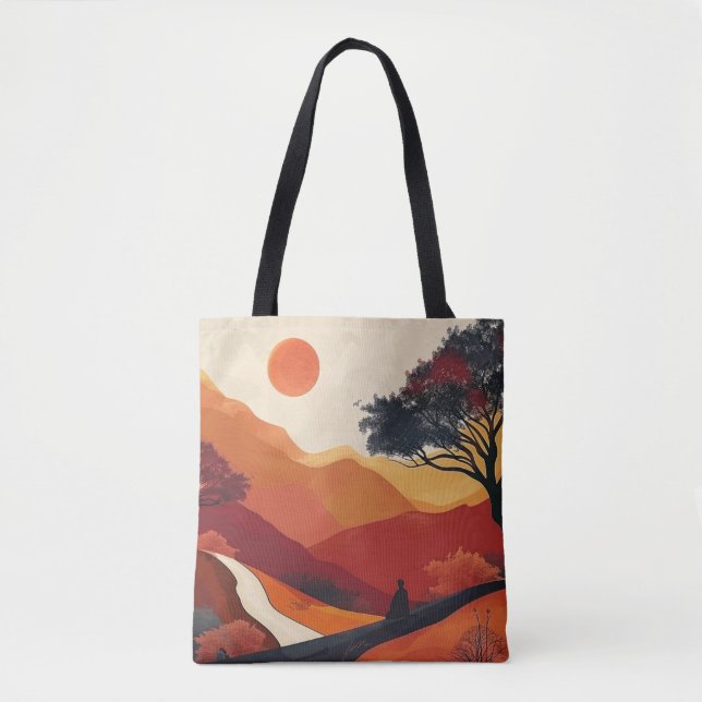 Bolso De Tela Paisaje abstracto de Boho (19) (Anverso)