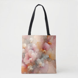 Bolso De Tela Paisaje abstracto de nubes con tinta floral pastel
