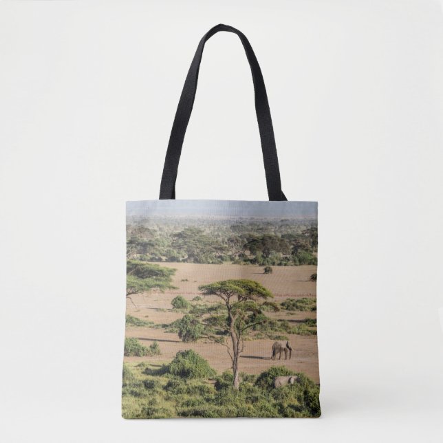 Bolso De Tela Paisaje africano con elefante (Anverso)