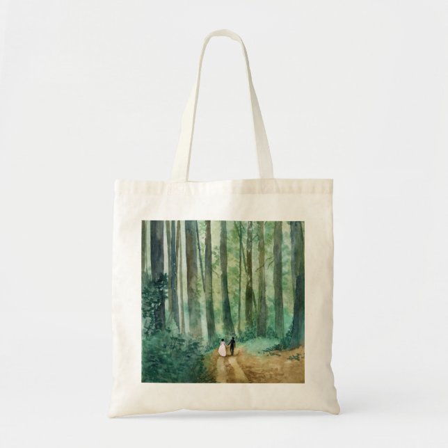 Bolso De Tela Paisaje arbolado de acuarela boda (Frente)