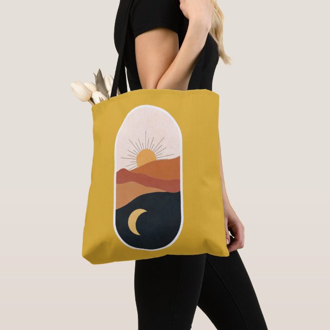 Bolso De Tela Paisaje celeste, amarillo sol (Detalle)