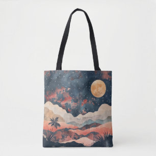 Bolso De Tela Paisaje Celestial Boho Desierto Indigo Cobre