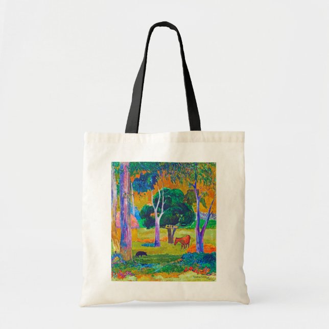 Bolso De Tela Paisaje con cerdo y caballo, Gauguin (Frente)