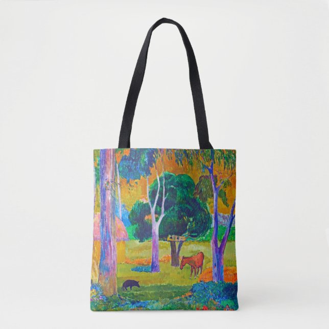Bolso De Tela Paisaje con cerdo y caballo, Gauguin (Anverso)