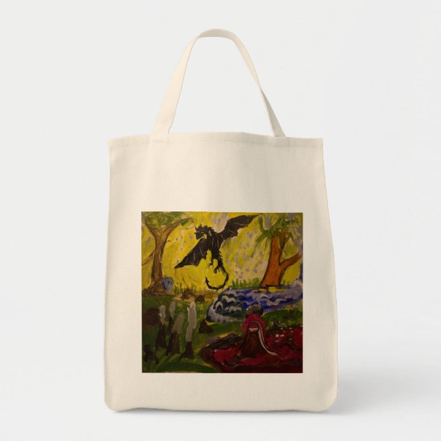 Bolso De Tela Paisaje con el dragón de Genevieve y de Juan (Frente)