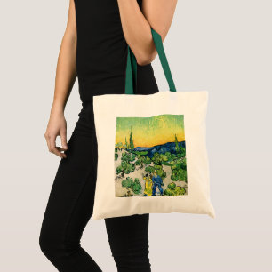 Bolso De Tela Paisaje con pareja caminando de Vincent van Gogh