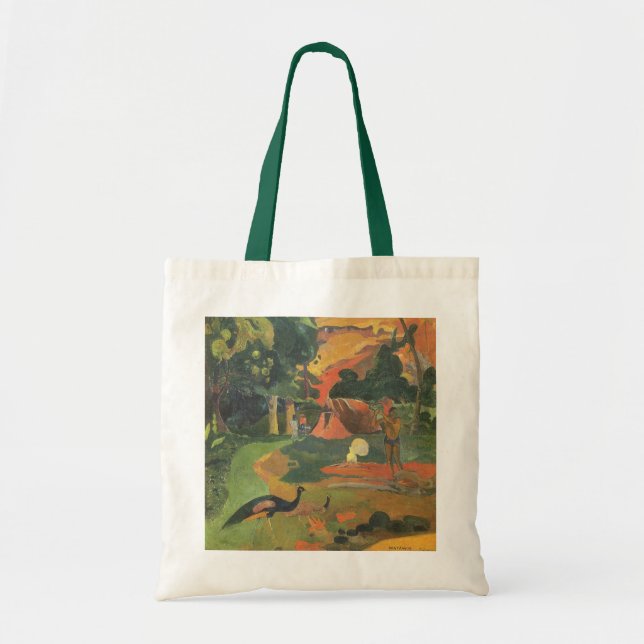 Bolso De Tela Paisaje con pavos reales por Paul Gauguin (Frente)