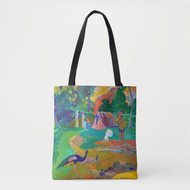 Bolso De Tela Paisaje con Peacocks, Gauguin (Anverso)