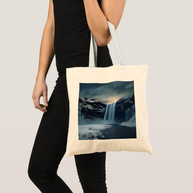 Bolso De Tela paisaje de cascada en Islandia (Anverso (producto))