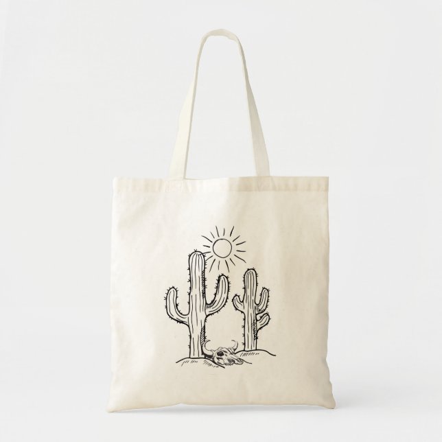 Bolso De Tela Paisaje de Desert Cactus (Frente)