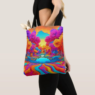 Bolso De Tela Paisaje de fantasía colorido