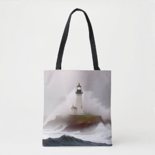 Bolso De Tela Paisaje de faro Olas oceánicas costeras paisaje