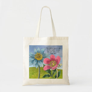 Bolso De Tela Paisaje de flores de estilo vintage con escritura