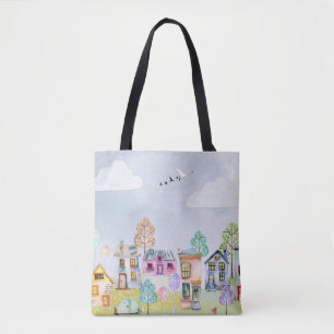 Bolso De Tela Paisaje de la pequeña casa