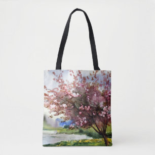 Bolso De Tela Paisaje de la pintura de la acuarela