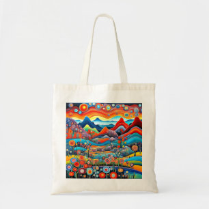 Bolso De Tela Paisaje de montaña psicodélico 1