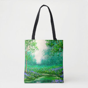 Bolso De Tela Paisaje de pinturas petrolíferas, primavera, árbol