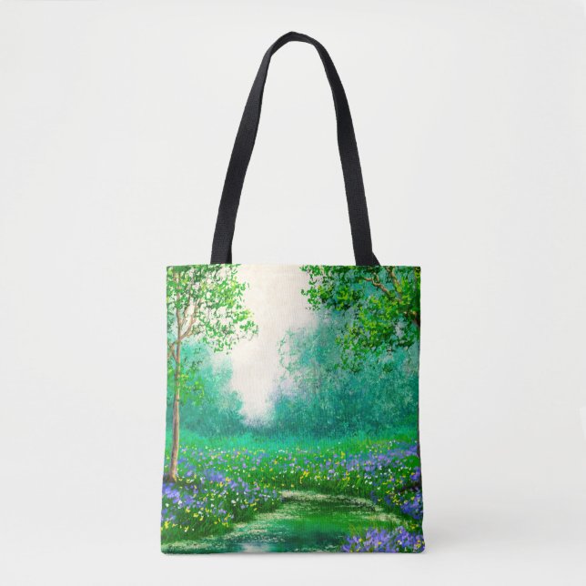 Bolso De Tela Paisaje de pinturas petrolíferas, primavera, árbol (Anverso)