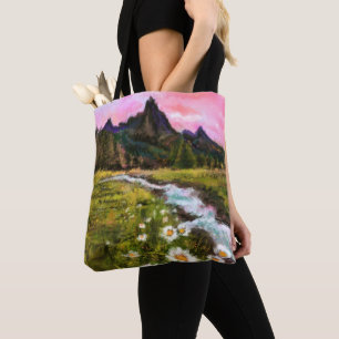 Bolso De Tela Paisaje de primavera - Flores - Pintura original