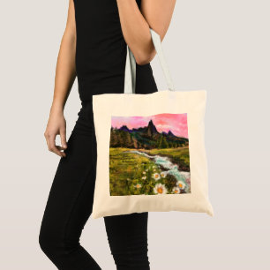 Bolso De Tela Paisaje de primavera - Flores - Pintura original