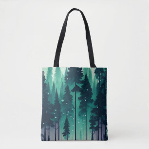Bolso De Tela Paisaje del bosque de pinos