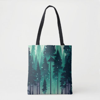 Bolso De Tela Paisaje del bosque de pinos