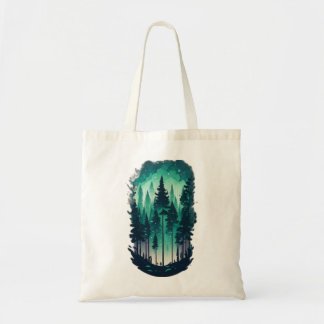 Bolso De Tela Paisaje del bosque de pinos