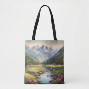 Bolso De Tela Paisaje del Río de las Montañas Acuáticas
