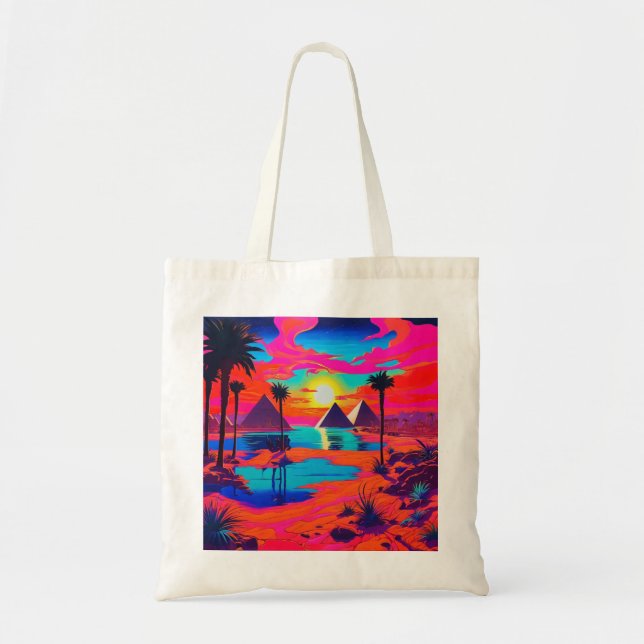 Bolso De Tela Paisaje egipcio de arte Poster psicodélico (Frente)