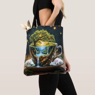 Bolso De Tela Paisaje fantástico de naturaleza taza mágica de té