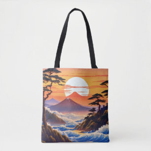 Bolso De Tela Paisaje japonés del sol