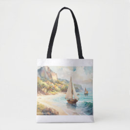 Bolso De Tela Paisaje marítimo y velero