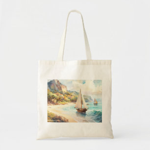 Bolso De Tela Paisaje marítimo y velero