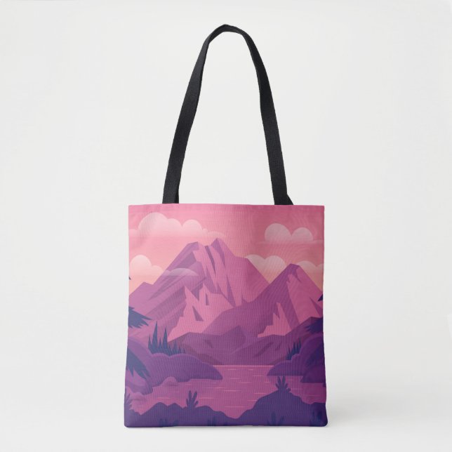 Bolso De Tela Paisaje natural púrpura (Anverso)