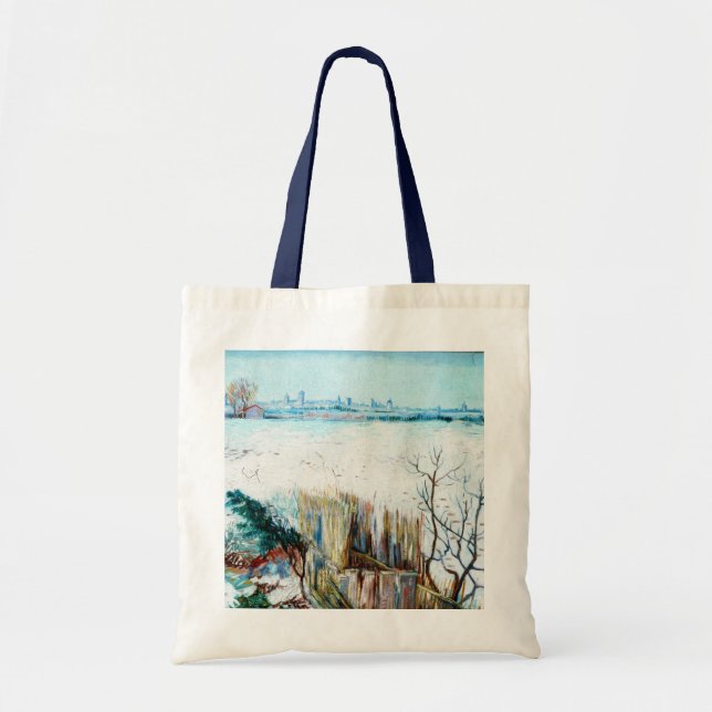 Bolso De Tela Paisaje nevado con Arlés de Vincent van Gogh (Frente)