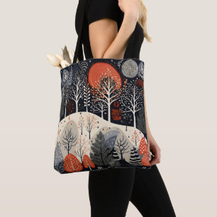 Bolso De Tela Paisaje nocturno folclórico de invierno