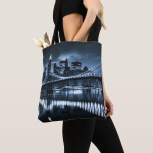 Bolso De Tela Paisaje nocturno monocromo de Nueva York