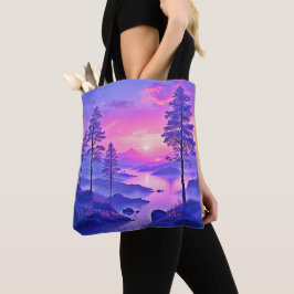 Bolso De Tela Paisaje panorámico Purple Sunset