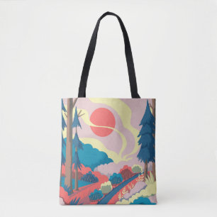 Bolso De Tela Paisaje primaveral: Colorido paisaje vintage