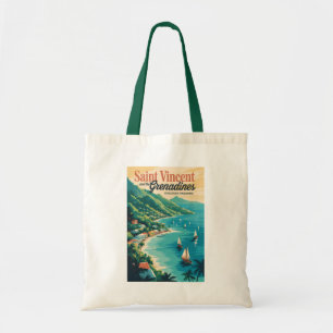 Bolso De Tela Paisaje Retro de San Vicente y las Granadinas