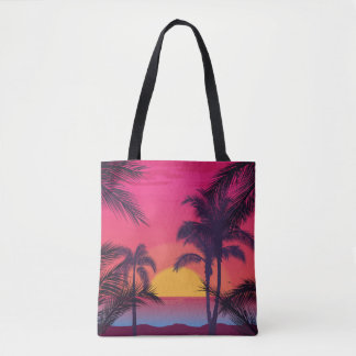 Bolso De Tela Paisaje romántico con las palmeras